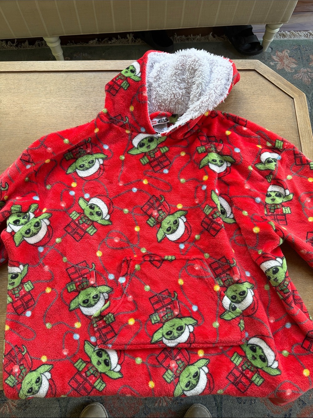 Lego Red Holiday Fleece Hoodie with Grogu Print